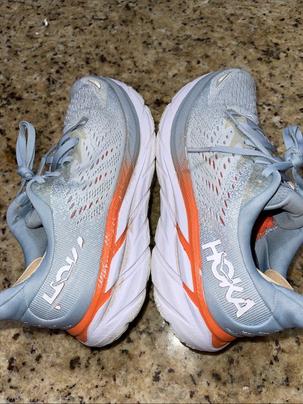 Hoka Clifton 8 Women's Running Shoes in Pale Blue and White - Picture 5 of 10